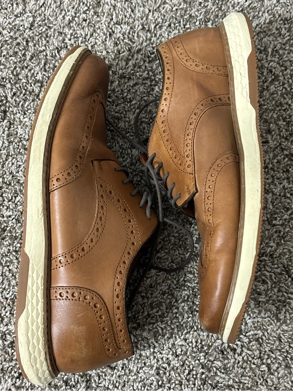Vince Camuto Men's Tan Leather Wingtip Oxford Derby Dress Up Shoes Men Size 11.5